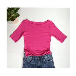 Andrea Jovine Women Pink Short Sleeve T-Shirt Top S Boat Neck NWOT